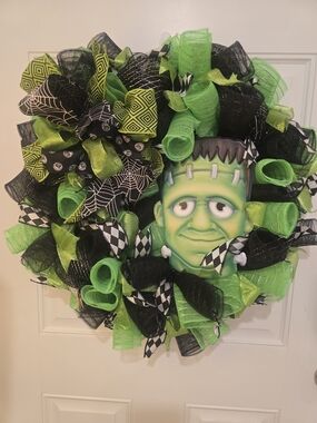 Green Frankenstein Halloween Wreath